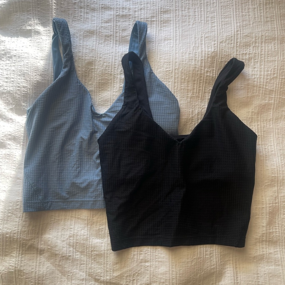 2 Lululemon Scoop Neck Yoga Tank Tops *Grid Texture